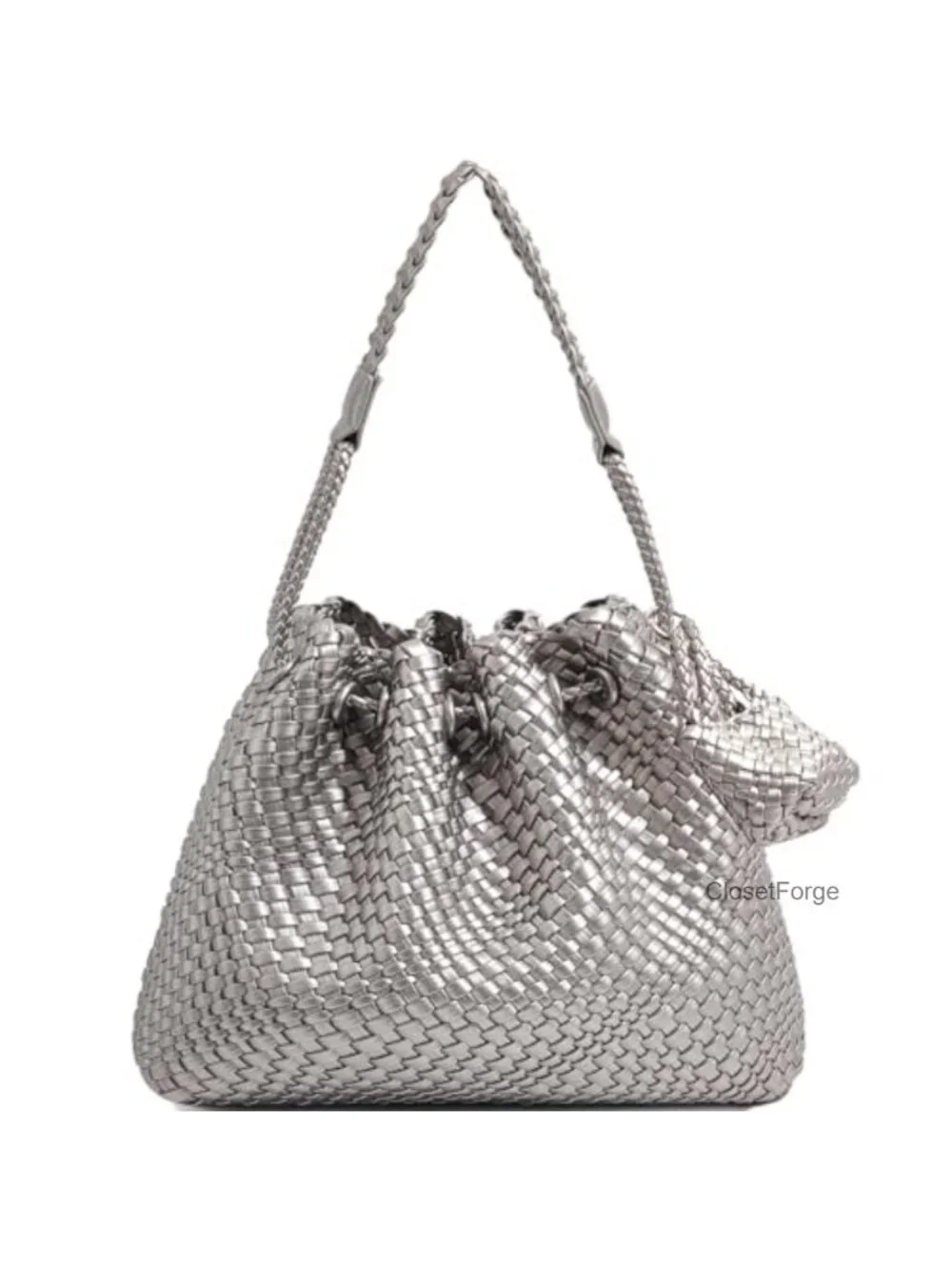 Handwoven Vegan Leather Hobo Tote Shoulder Bag Top Handle Satchel